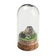 Decorazione espositiva di pepite di ametista naturale con copertura a cloche a cupola di vetro DJEW-B009-04B-1