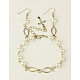 Conjuntos de joyas de perlas de vidrio para Pascua: pulseras y pendientes. SJEW-JS00437-01-1