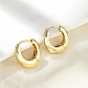 Овальные серьги-кольца из латуни с микропаве из прозрачных кубических цирконий EJEW-D311-133G-5