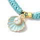 Braccialetti con pendente in lega smaltata a forma di conchiglia con perla imitazione in plastica abs BJEW-JB09882-02-3