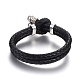 Bracelets multi-rangs avec cordon en cuir tressé BJEW-E352-42P-1