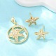 Комплект из латунного кулона и серег-гвоздиков с микропаве из кубических цирконий для женщин SJEW-F227-01D-G-1