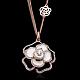 Real Rose Gold Plated Eco-Friendly Tin Alloy Czech Rhinestone Big Flower Pendant Necklaces NJEW-BB09624-A-3