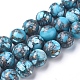 Brins de perles turquoise en ligne argent synthétique assemblés G-D0006-C13-8mm-1