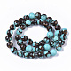 Brins de perles synthétiques turquoise et bronzite assemblés G-S366-025A-2