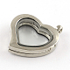Rhinestone de aleación de corazón colgantes magnéticos medallón flotantes X-PALLOY-S039-04-2