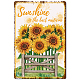 CREATCABIN Sunflower Tin Sign Vintage Metal Signs Iron Painting Retro Metal Tin Sign Plaque Poster Wall Art Garden House Plaque for Bathroom Kitchen Cafe Wall Halloween Christmas Decor 8 x 12 Inch AJEW-WH0157-446-1
