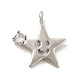 Estrella con cara sonriente latón micro pavé colgantes de circonitas cúbicas transparentes KK-G425-09-2