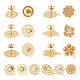 Unicraftale 24pcs 12 styles accessoires de boucles d'oreilles dorées 304 composant de clou d'oreille en acier inoxydable avec bouchons papillon boucle 0.7mm broches formes mixtes boucle d'oreille pour la fabrication de bijoux STAS-UN0003-01G-1