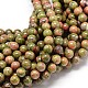 De piedras preciosas naturales unakite hebras de perlas redondas G-P075-35-14mm-1