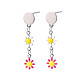 Длинные серьги-гвоздики с цветочной эмалью EJEW-N049-02A-1