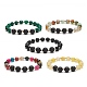 Ensembles de bracelets extensibles en pierre de lave naturelle et agate teintée BJEW-JB09181-1