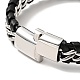 Leather & 304 Stainless Steel Braided Curb Chains Cord Bracelet with Magnetic Clasp for Men Women BJEW-C021-19-5