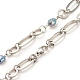 304 collar de cadenas de eslabones ovalados y anillos de acero inoxidable con cuentas de perlas naturales para mujer NJEW-JN03873-1