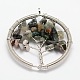 Tree of Life Natural Indian Agate Bead Brass Wire Wrapped Big Pendants KK-L136-03I-NR-1