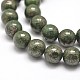 Round Natural Pyrite Beads Strands G-I127-8mm-01-3