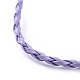 トレンディな編みこみの模造革のネックレス作り  アイアンエンドチェーンとカニカン付き  白金金属色  紫色のメディア  16.9インチx3mm NJEW-S105-006-3