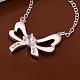 Silver Color Plated Brass Cubic Zirconia Bowknot Pendant Necklaces NJEW-BB09803-A-3