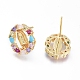 Brass Micro Pave Cubic Zirconia Ear Studs EJEW-G279-03G-02-2