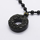 Natural Golden Sheen Obsidian Beaded Pendant Necklaces NJEW-E116-04-2