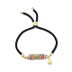 Handmade Seed Column Link Slider Bracelet with Sun Charms BJEW-MZ00027-1