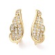 Rack Plating Brass Micro Pave Cubic Zirconia Hoop Earring Findings with Latch Back Closure ZIRC-C039-08G-2