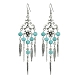 Boucles d'oreilles lustre en perles turquoise synthétiques EJEW-JE05371-02-1