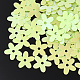装飾アクセサリー  ポリ塩化ビニールのプラスチック製のスパンコール/スパンコールビーズ  花  緑黄  9.5~10x10x0.4mm  穴：1.2mm  約30000個/500g PVC-S033-05E-1