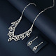 Ожерелья с подвесками и серьги-гвоздики из листовой латуни с прозрачными кубическими цирконами и стразами FS-WG35E42-01-2