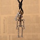Adjustable Leather Cord Alloy Robot Pendant Necklaces NJEW-L424-01-3