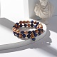 Set aus elastischen Armbändern mit runden Perlen aus natürlichem Sodalith und Holz BJEW-JB07165-04-2