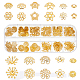 Sunyclue240pcs12スタイル真鍮製ビーズキャップ  花  ゴールドカラー  3~13x0.8~10mm  穴：0.8~7mm  20個/スタイル KK-SC0003-35-1
