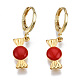Brass Enamel Huggie Hoop Earrings EJEW-T014-19G-04-NF-1