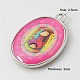 Mixed Color Oval Alloy Tempered Glass Pendants X-GLAA-C004-M-3