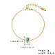 Cubic Zirconia Teardrop Link Bracelet with Golden Stainless Steel Cable Chains DH6731-1-2