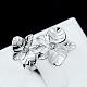Laiton argenté zircone cubique fleurs anneaux de mariage pour les femmes RJEW-BB00711-7-3