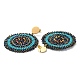 Woven Glass Beaded Flat Round Dangle Stud Earrings EJEW-A105-13G-2