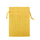 リネン巾着袋  長方形  ゴールデンロッド  14x10cm CON-PW0001-072B-1