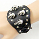 Style punk rock bracelets crâne de cuir de vachette BJEW-O088-27-1