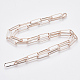 Fabricación de collar de cadena de clip de papel ovalado plano de latón MAK-S072-07B-RG-2