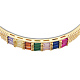 Colorful Cubic Zirconia Rectangle Hinged Bangle BJEW-N014-007-4