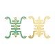 中国風の合金エナメルマルチ連リンク  長寿  ミディアムシーグリーン  ゴールドカラー  56x55x2.5mm  穴：1.2~2.5mm ENAM-P160-25A-G-5
