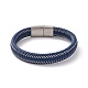 Microfiber Leather Braided Flat Cord Bracelet with 304 Stainless Steel Magnetic Buckle for Men Women BJEW-G658-02P-2