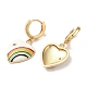 Ohrhänger aus echtem 18 Karat vergoldetem Messing mit Herz und Regenbogen EJEW-L268-042G-03-2