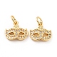 Mask Brass Micro Pave Clear Cubic Zirconia Charms KK-G425-08G-1