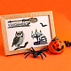 GLOBLELAND Halloween Clear Stamps Owl Pumpkin Skull Candle Bat Silicone Clear Stamp Seals for Cards Making DIY Scrapbooking Photo Journal Album Decoration DIY-WH0167-56-915-4