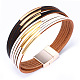 Genuine Cowhide Leather Cord Multi-strand Bracelets BJEW-F352-10GP-02-1