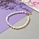 Natural Cultured Freshwater Pearl Beaded Anklets AJEW-AN00386-02-4