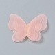 蝶のオーガンジーの装飾品  アクリルパール付き  ヘアアクセサリー製造用  ピンク  33~35x42~47x3mm AJEW-WH0079-F04-2