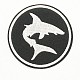 機械刺繍布地手縫い/アイロンワッペン  マスクと衣装のアクセサリー  アップリケ  サメとフラットラウンド  ブラック＆ホワイト  78mm DIY-O003-33-1